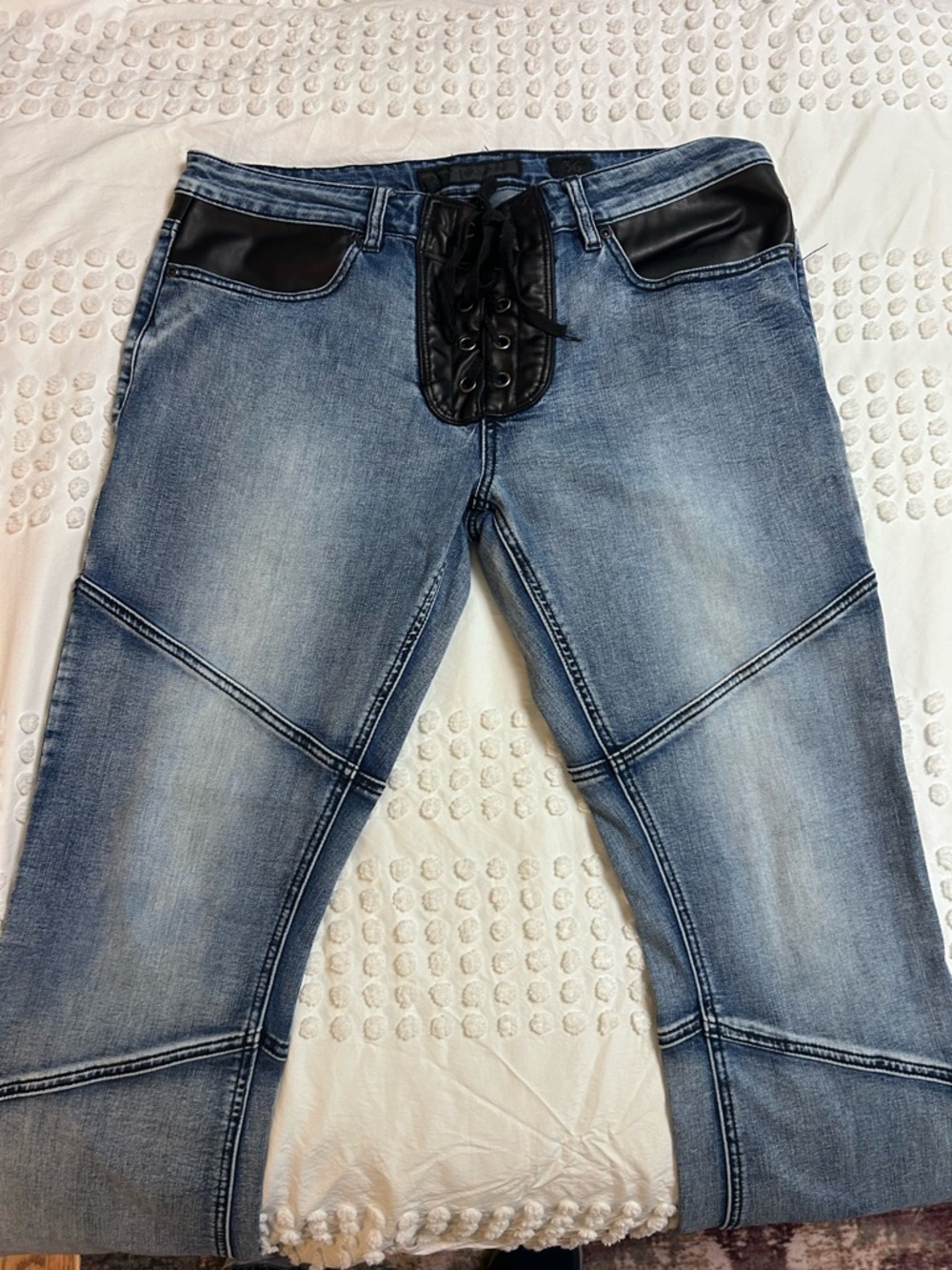 Wornstar Blue Jeans with Black Lace-Up fly